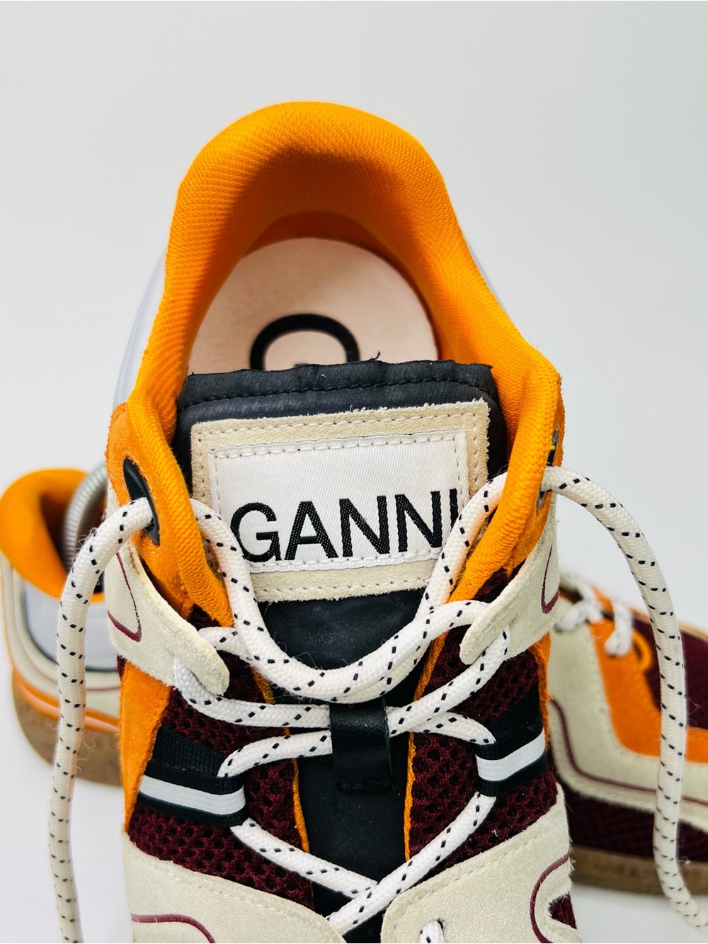 GANNI Women’s Sporty Mix Retro Sneakers Orange/Burgundy Color Block EU Size 40